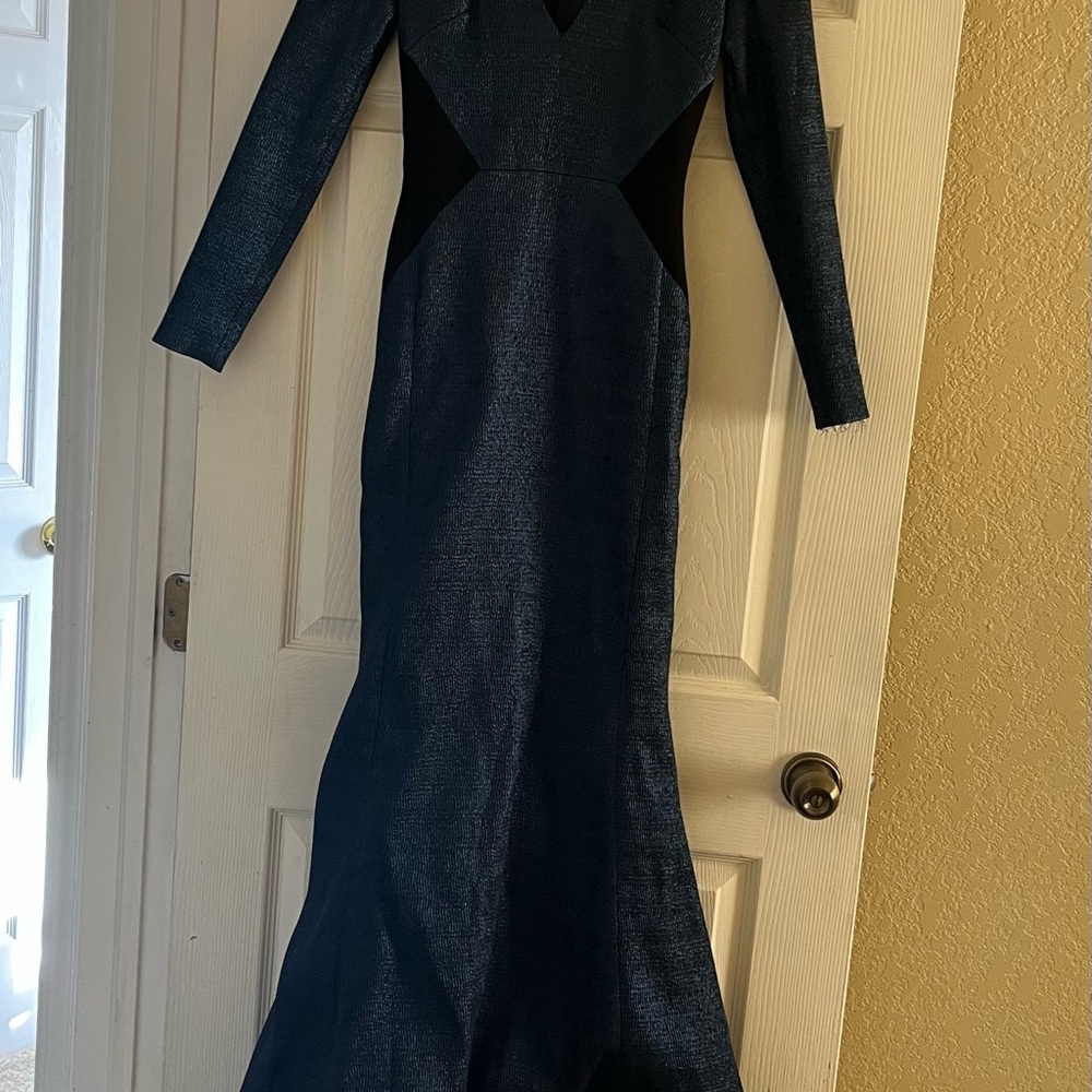 Prabal Gurung Navy and Black Long Sleeve Dress